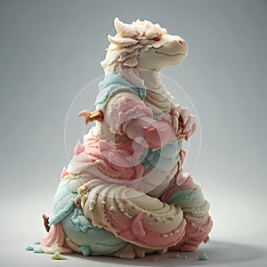Gelato chinese dragon. Gray background. Ice cream