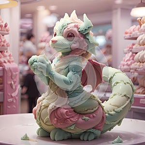 Gelato chinese dragon statue in to the store, ice cream