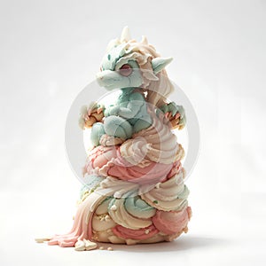 Gelato chinese dragon. White background. Ice cream