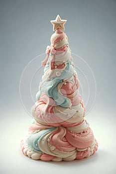 Gelato christmas tree on  background. Gray background. Ice cream