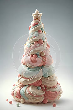 Gelato christmas tree on  background. Gray background. Ice cream