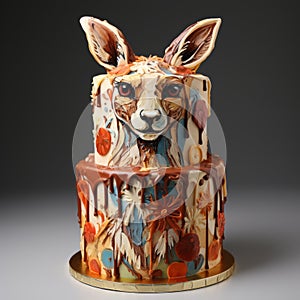 Gelato Kangaroo Cake: Earthy Expressionism In A 2d Comic Cartoon Design