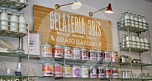 Gelato Shop Sign and Display in Burrough Market, London Engaldn