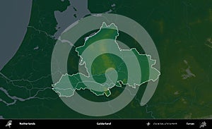 Gelderland highlighted, Netherlands. Physical