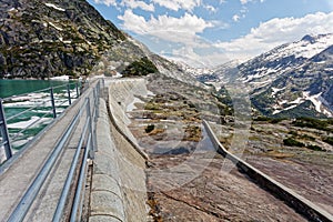 Gelmersee lake dam in Bernese Alps