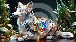 Gem-Encrusted Fox in Enchanted Forest photo