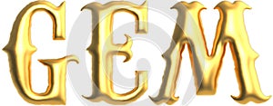 Gem golden text , 3d rendering
