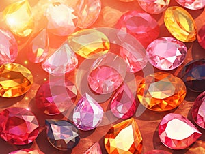 gem stones pattern with red flare light