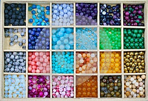 Gem stones. Top view of  colorful precious gem stones collection for lady accessories such as necklaces and bracelets