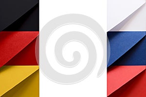 Gemany and Russian flags made from envelopes