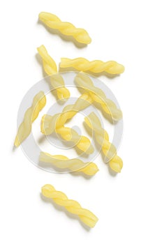 Gemelli or Twist Pasta on White Background