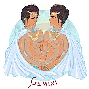 Gemini as a beautiful man with swarthy skin