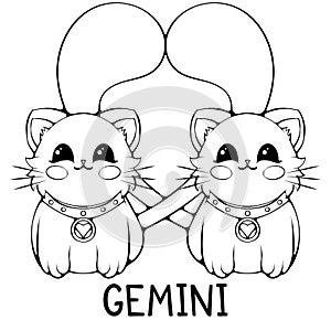 Gemini cute cartoon zodiac cat