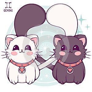 Gemini cute cartoon zodiac cat color
