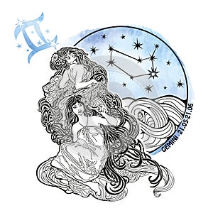 Gemini girls zodiac sign.Horoscope circle