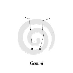 Gemini sign. Stars map of zodiac constellation. Vector illustration