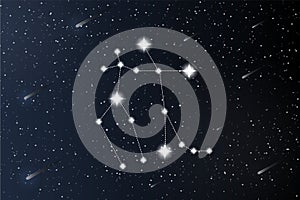 Gemini. Zodiac constellation on outer space background. Mystery and esoteric. Horoscope vector illustration. Spiritual