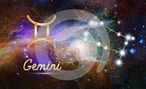 Gemini Zodiac Sign and Constellation, cosmic background