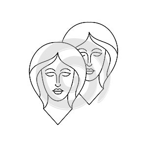 Gemini zodiac sign in line art style