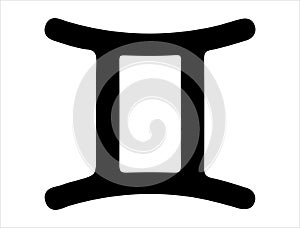Gemini zodiac sign silhouette vector art white background photo