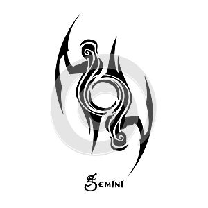 Gemini Zodiac Sign tattoo style