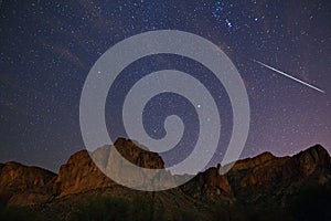 Geminid Meteor Shower and Starry Night Sky photo