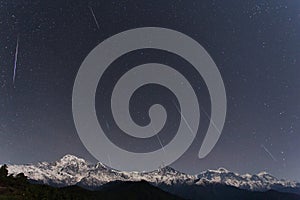 Geminids over the Annapurna range in Nepal