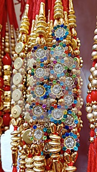 Gems embedded, Rakhee collection in the shops. photo