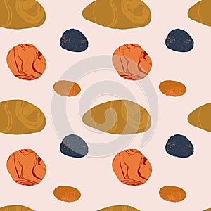 Gems, texture stones or minerals seamless pattern. Isolated collage shapes. Vector illustration