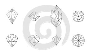 Gemstone collection - isolated line art object set