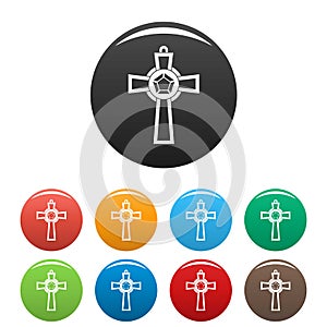 Gemstone cross icons set color