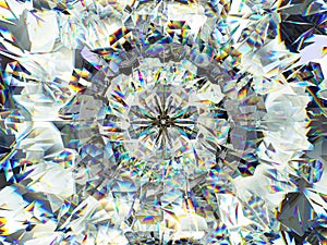 Gemstone or diamond texture closeup and kaleidoscope