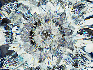 Gemstone or diamond texture closeup and kaleidoscope