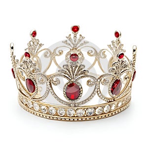 Gemstone-Embedded Crown Isolated on White Background