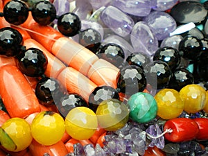 Gemstone necklaces colourful photo