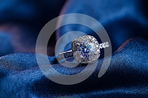 Gemstone ring on velvet background