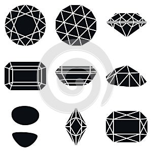 Gemstone Shapes Icons, Vector Illustration