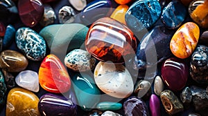 Gemstones on a black, Colorful and Magical Stones Background