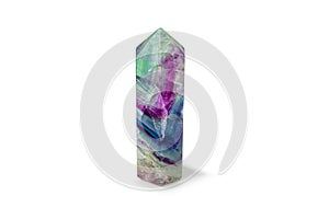 Gemstones fluorite crystal on white backgroung. Magic rock for mystic ritual, witchcraft and spiritual practice. Natural stone to