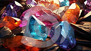 Gemstones, glowing and colorful selection of stones