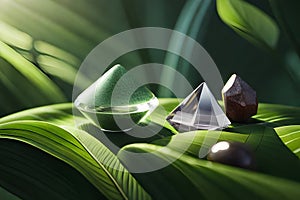 Gemstones and Greenery: A Beautiful Still Life of Healing Crystals with Generative AI