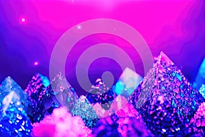 Gemstones or pink colored stones with dark lighting, generative ai image