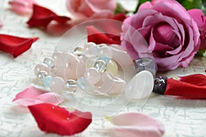 Gemstones with rose flowers