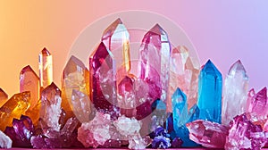 gemstones on soft pastel colorful background