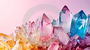 gemstones on soft pastel colorful background