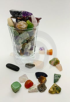 Gemstones on a white background.