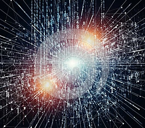 Gen AI Abstract AI background: neural network, data lines, big data machine learning data, tech visualization, futuristic grid