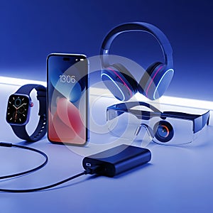 Gen AITechnologies of the future digital future, technological still life, artificial intelligence interface mockup