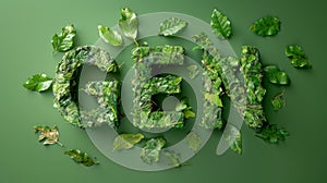 Gen text energy word made of leaves on green background