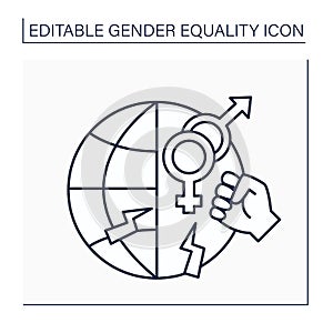 Gender-based violence line icon photo